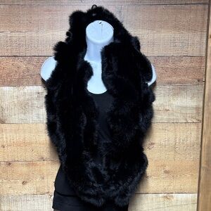 Luxurious Black Rabbit Fur infinity scarf